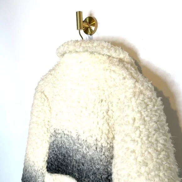 RunwayMaje Ombre Mid Length Black White Teddy CoatStreetwear Glam$755